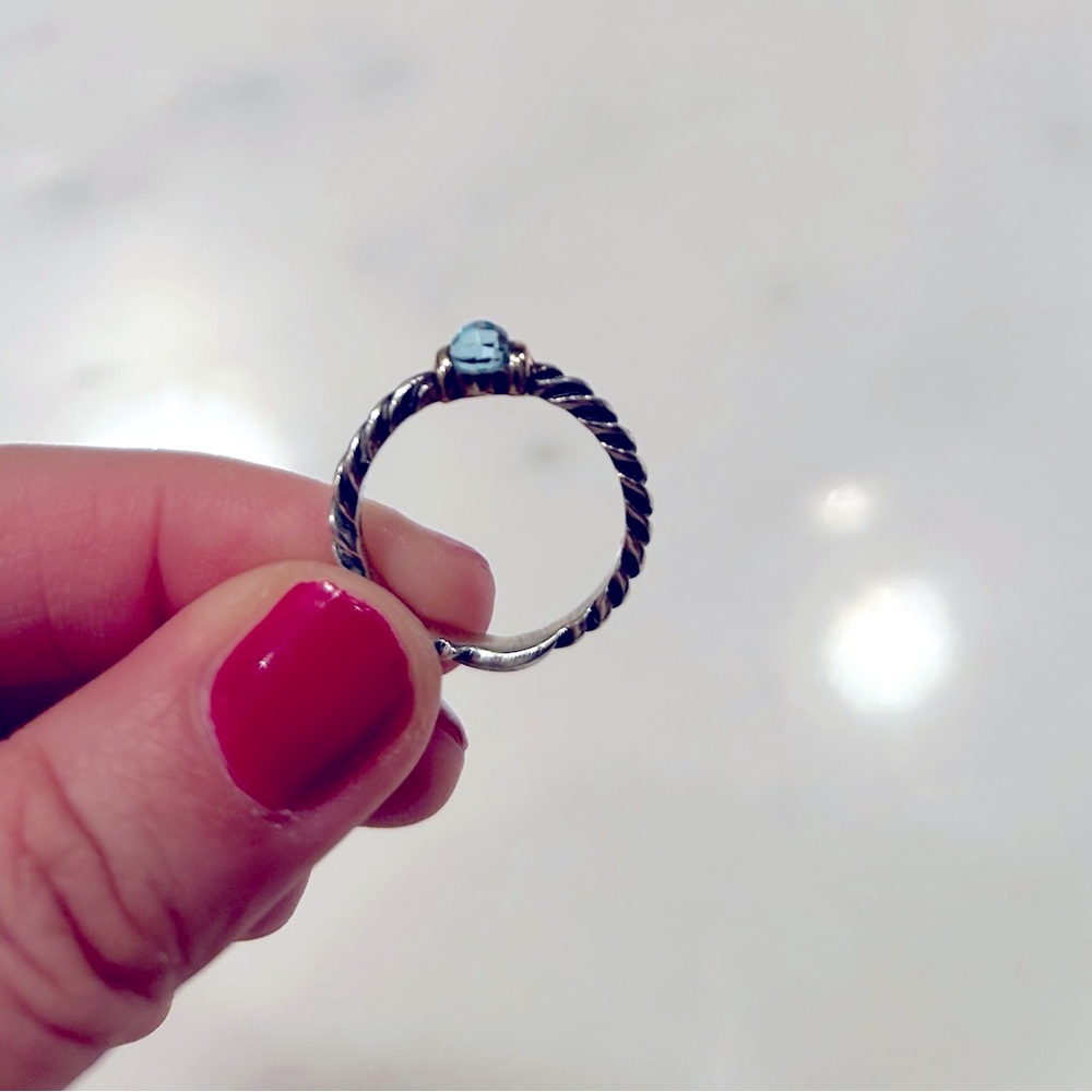 David Yurman cable ring with small stone (size 7-7.5)